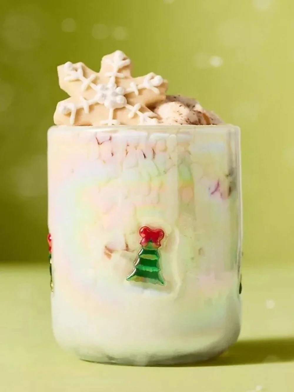 NEW Anthropologie Iridescent Festive Icon Juice Glass - Bow Christmas Tree